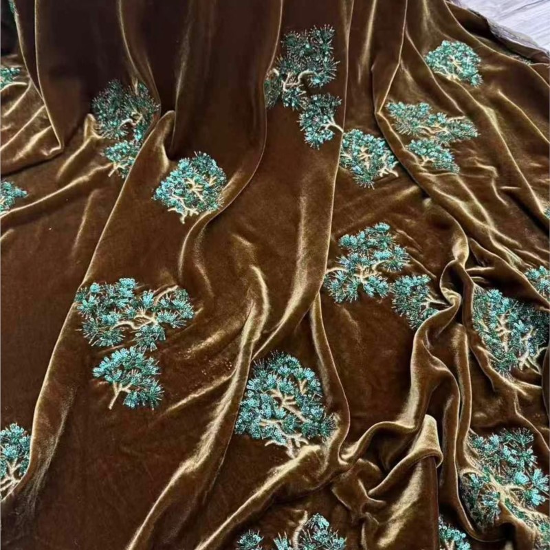 Bead Mat Velvet - Yeşil ipek kadife ağır sanayi boncuklu