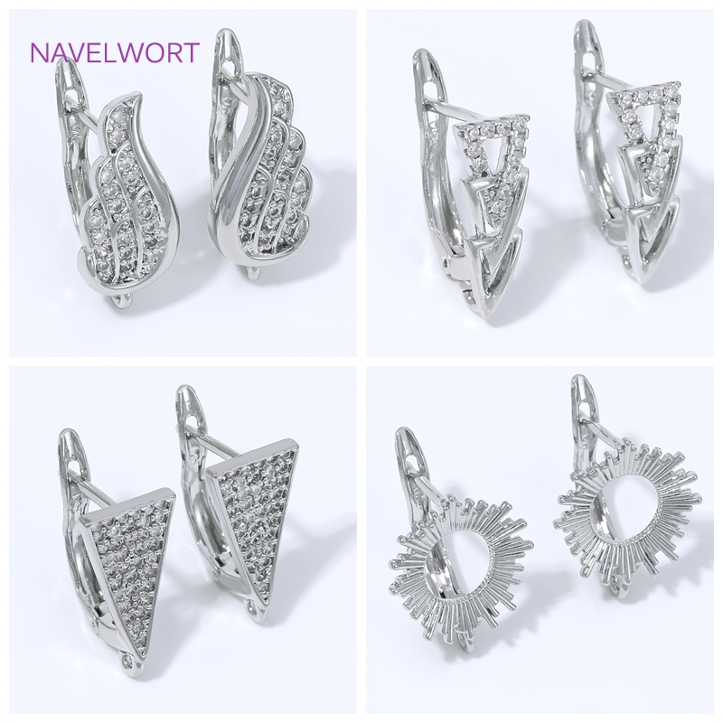 Jewelry Making Items - 18K Altın Kaplama Zirkonyum Taşlı Küpe