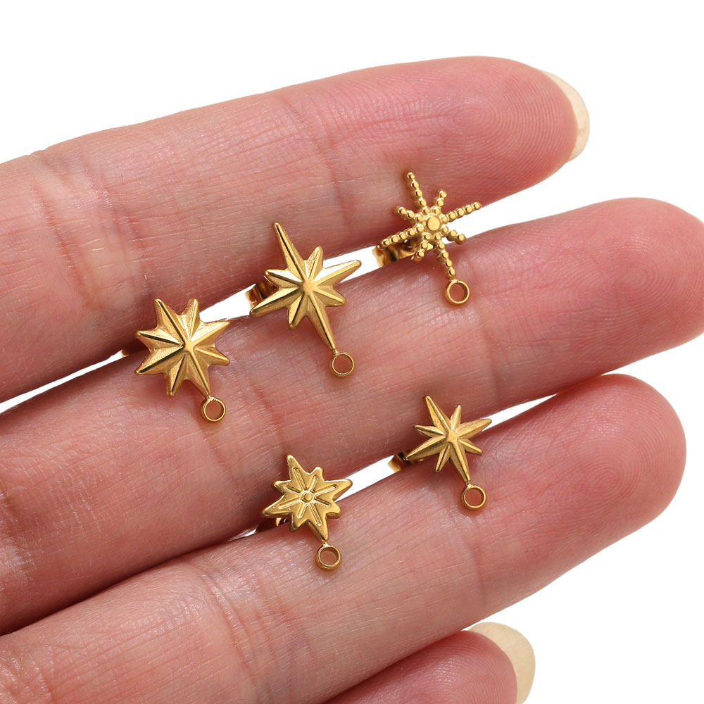 Jewelry Making Techniques - 6 adet Paslanmaz Çelik Yıldız Küpe