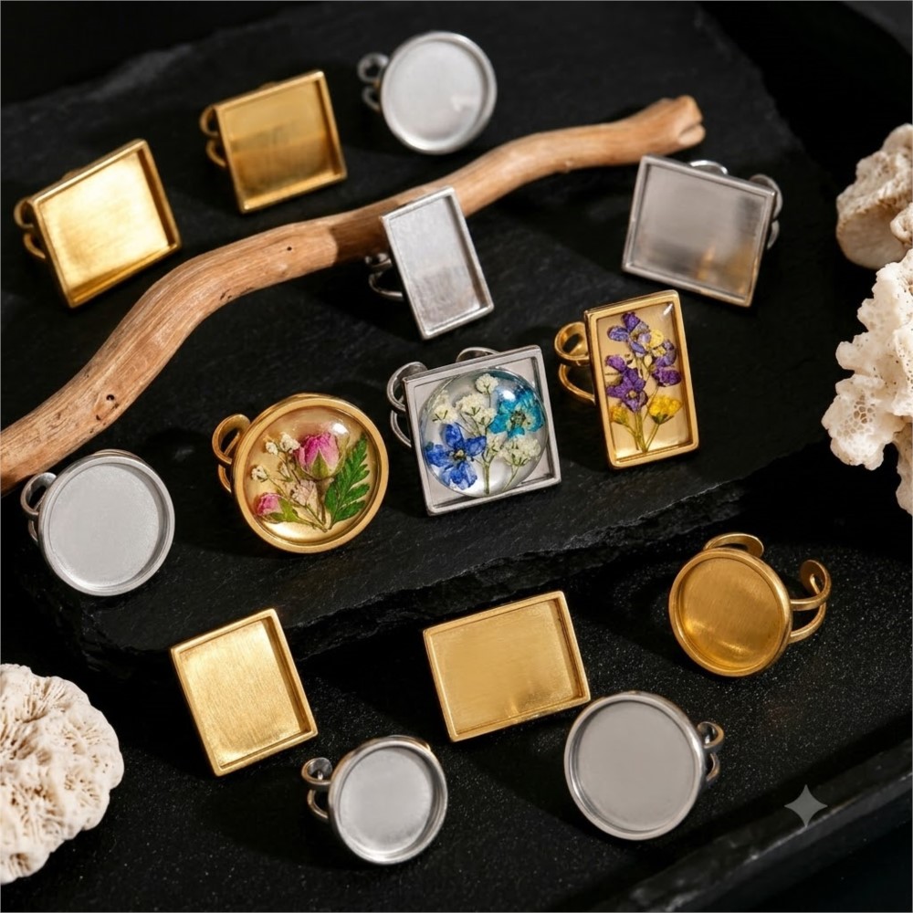 Jewelry Making With Resin - 2 adet Paslanmaz Çelik Kare Düz