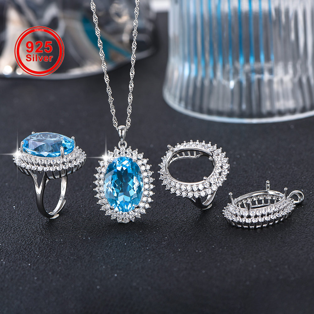 Jewelry Making With Stones - 13x18mm S925 Gümüş Yüzük Kolye Boş