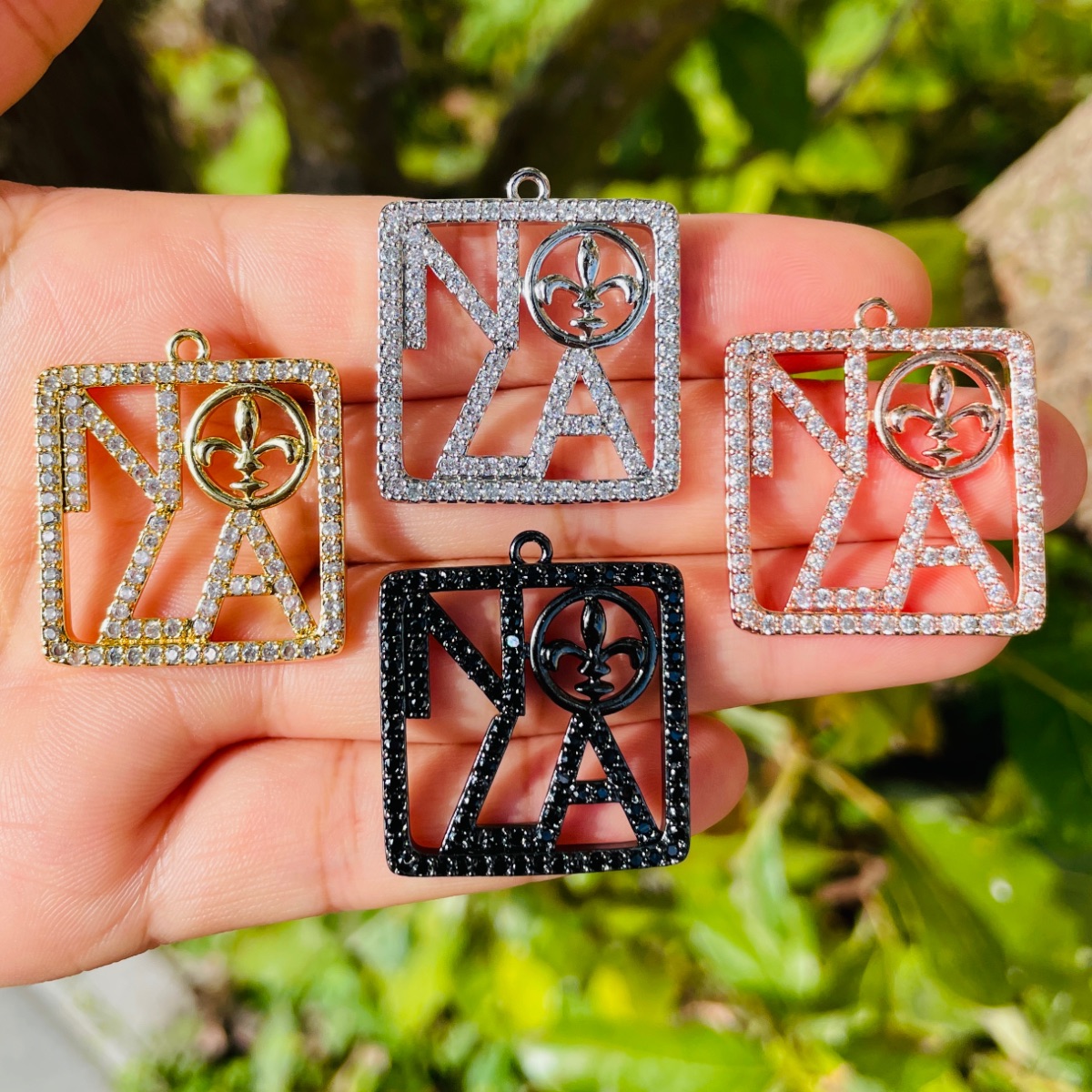Jewelry Making New Orleans - 5 adet zirkon Pave NOLA Fleur