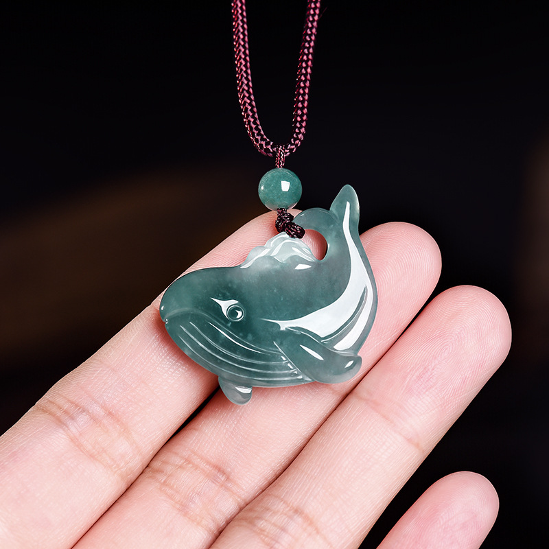 Jewelry Making With Stones - Doğal Birmanya Yeşim Taşı Balina Kolye