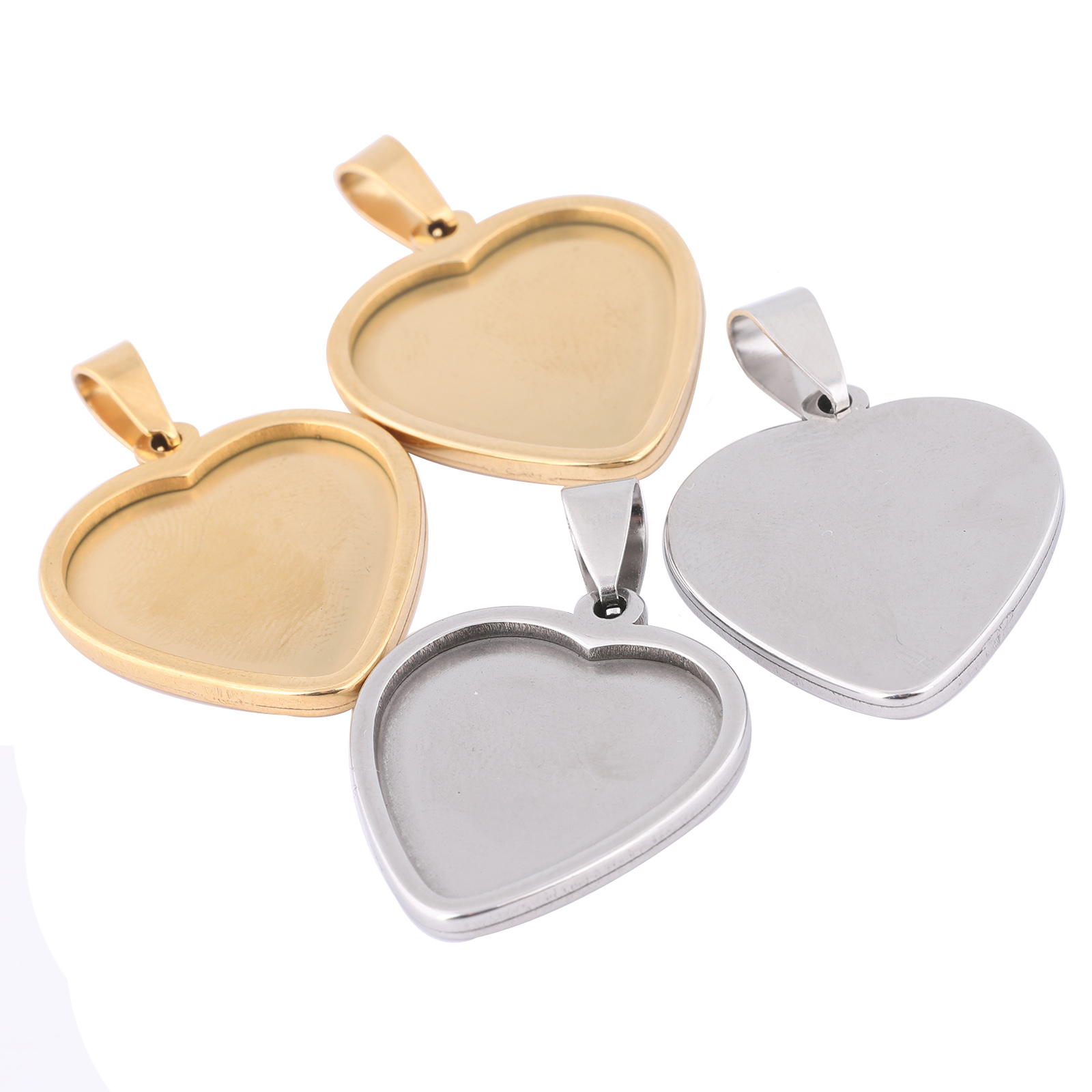 Jewelry Making Soldering Kit - 5 adet 20mm Kalp Cabochon Tepsileri