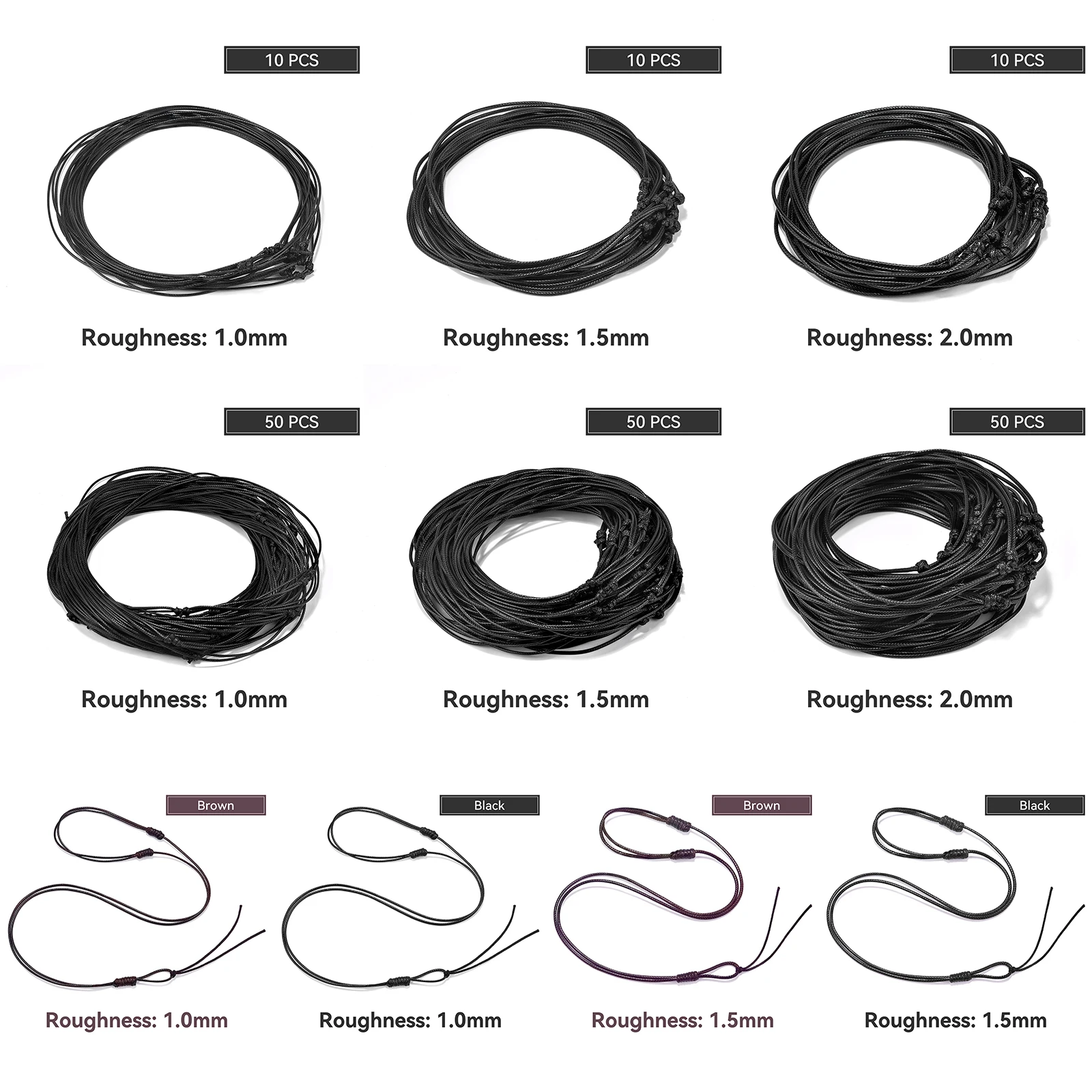 Jewelry Making Knots - 1/10/50 adet 1/1.5/2mm Ayarlanabilir Gerdanlık Kolye