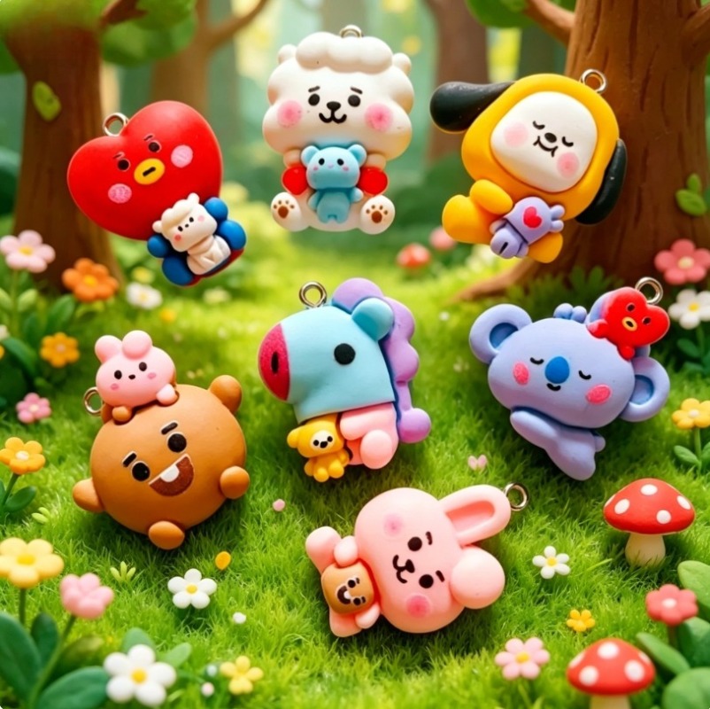 7 adet BT21 Reçine Karikatür F - Jewelry Making With Resin incelemesi ve fiyatı